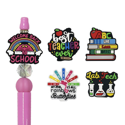 20Pcs Silicone Focal Beads Alphabet Learning with Printed Text