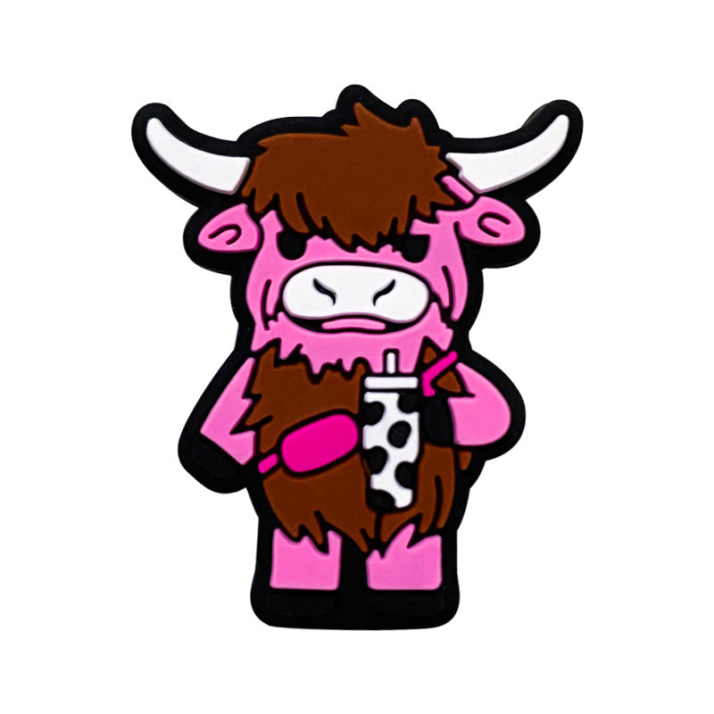 20Pcs Silicone Focal Beads Bison Bull Holding Coffee Cup 6