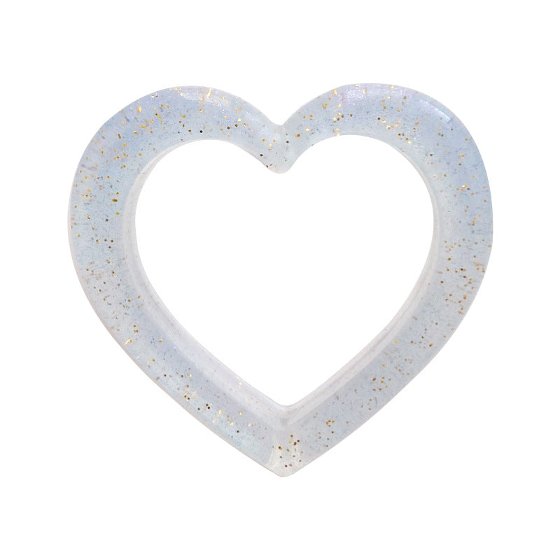 10pcs Circle Love Heart Silicone Beads Glitter Finish 5