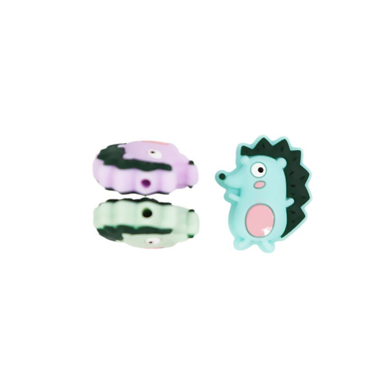 Silicone Focal Beads Cartoon Hedgehog Side Profile Design 3