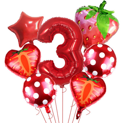 Strawberry Foil Balloon Set Party Decoration 32 Inch 8