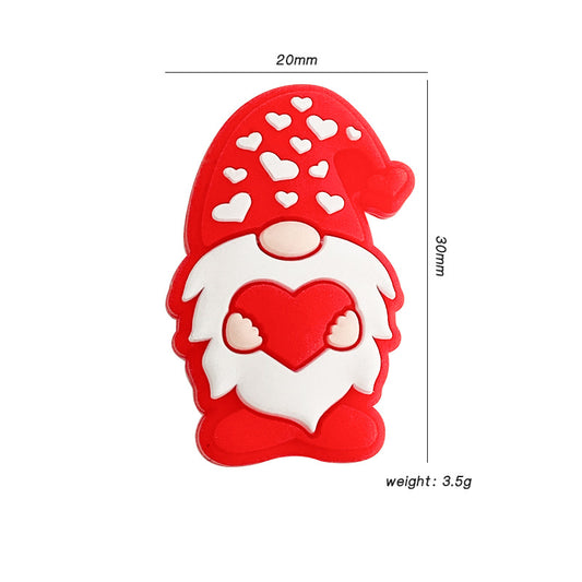 20pcs Silicone Focal Beads Santa Claus Holding Heart