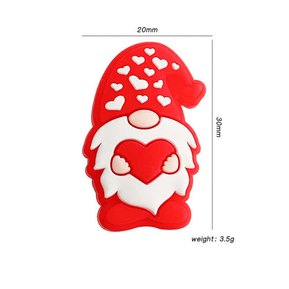 20pcs Silicone Focal Beads Santa Claus Holding Heart