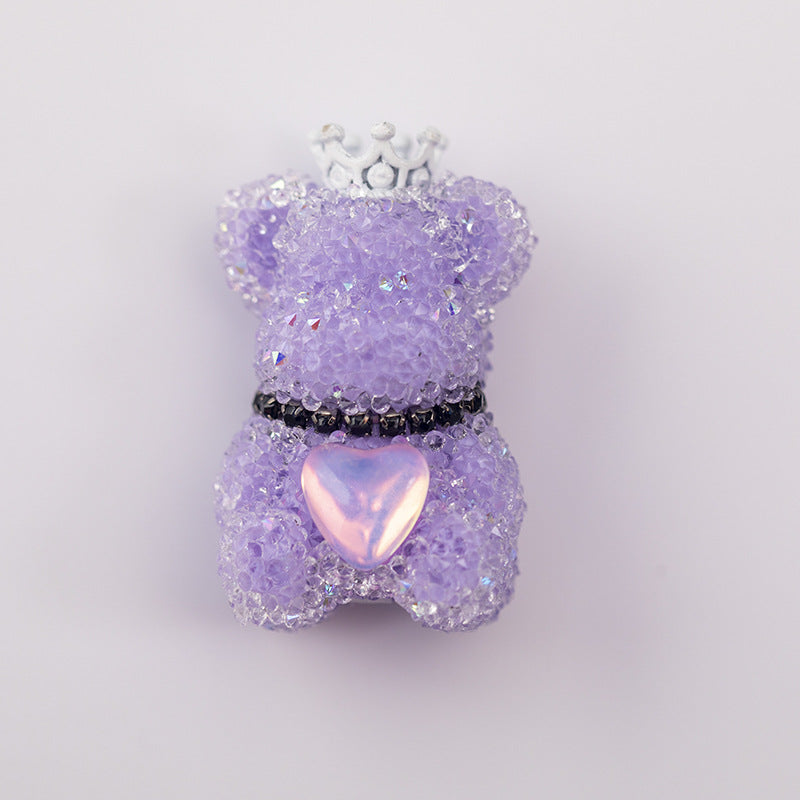 10pcs Sugar Crown Bear Rhinestone Focal Beads Large and Small 12