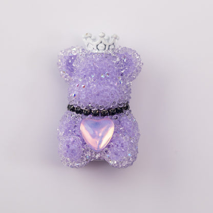 10pcs Sugar Crown Bear Rhinestone Focal Beads Large and Small 12
