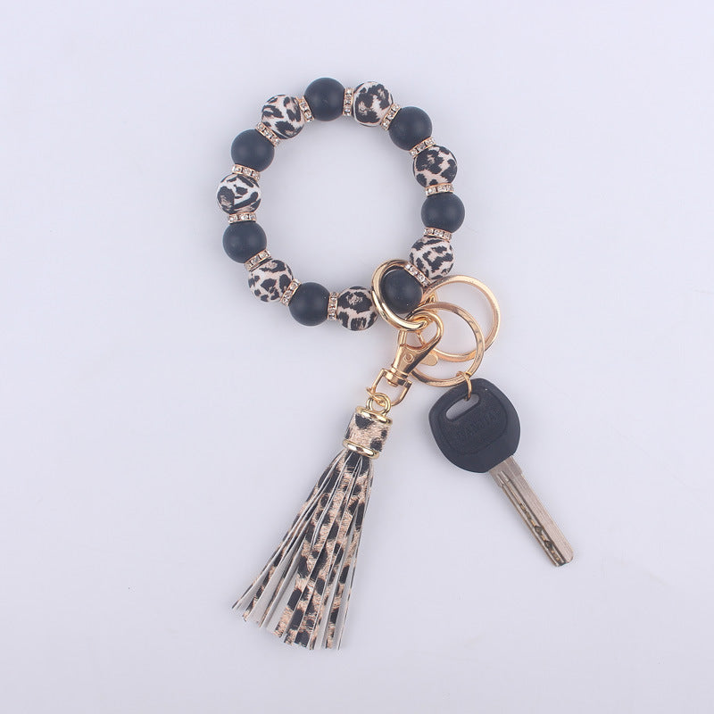 Tassel Silicone Bead Wristlet Keychain with Spacer Beads 6
