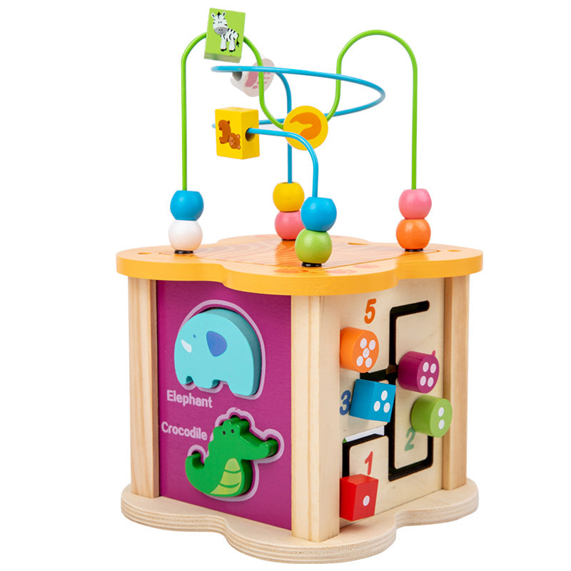 Wooden Bead Maze Educational Activity Cube Montessori Toy 4