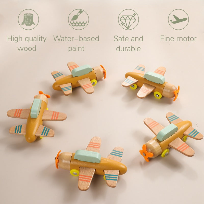 Wooden Small Aircraft Model Educational Toy 3