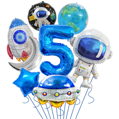 Space Theme Astronaut Rocket Spaceship Foil Balloon Set 8