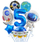 Space Theme Astronaut Rocket Spaceship Foil Balloon Set 8