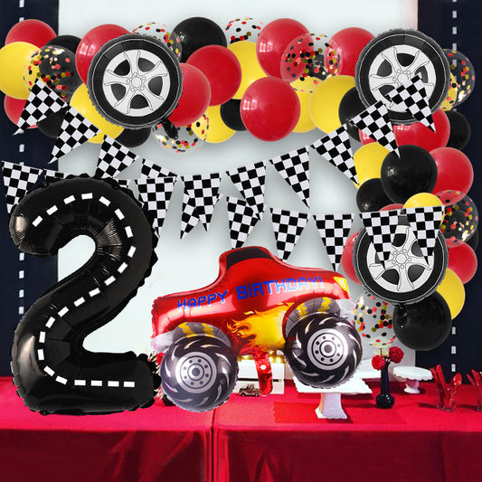 Racing Theme Foil Balloon Set Birthday Party Decoration