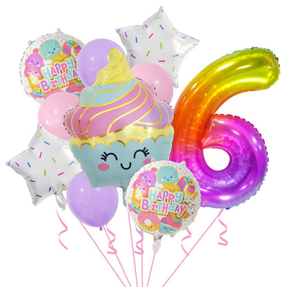 Cupcake and Number 3 Foil Balloons Birthday Party Decoration Set 19