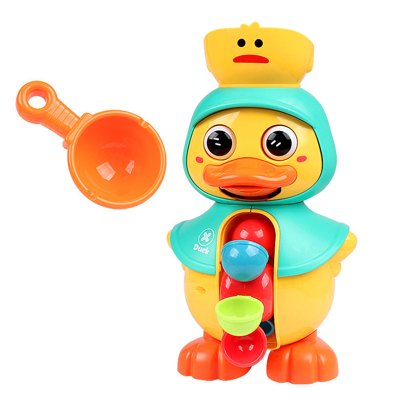 Duck Rotating Waterwheel Bath Toy with Spoon for Toddlers