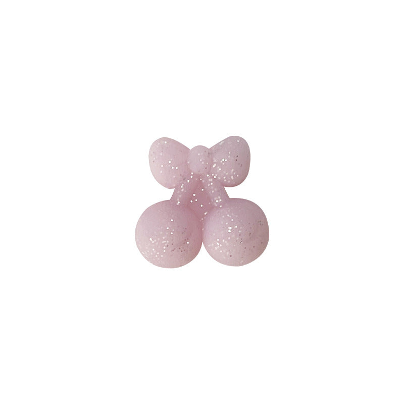 20Pcs Silicone 3D Focal Beads Cherry Glitter Solid Glow In The Dark 6