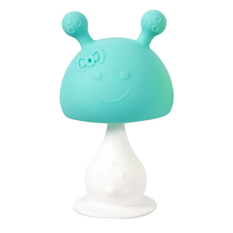 Silicone Mushroom Shaped Baby Teething Toy with Ringing Bell 11