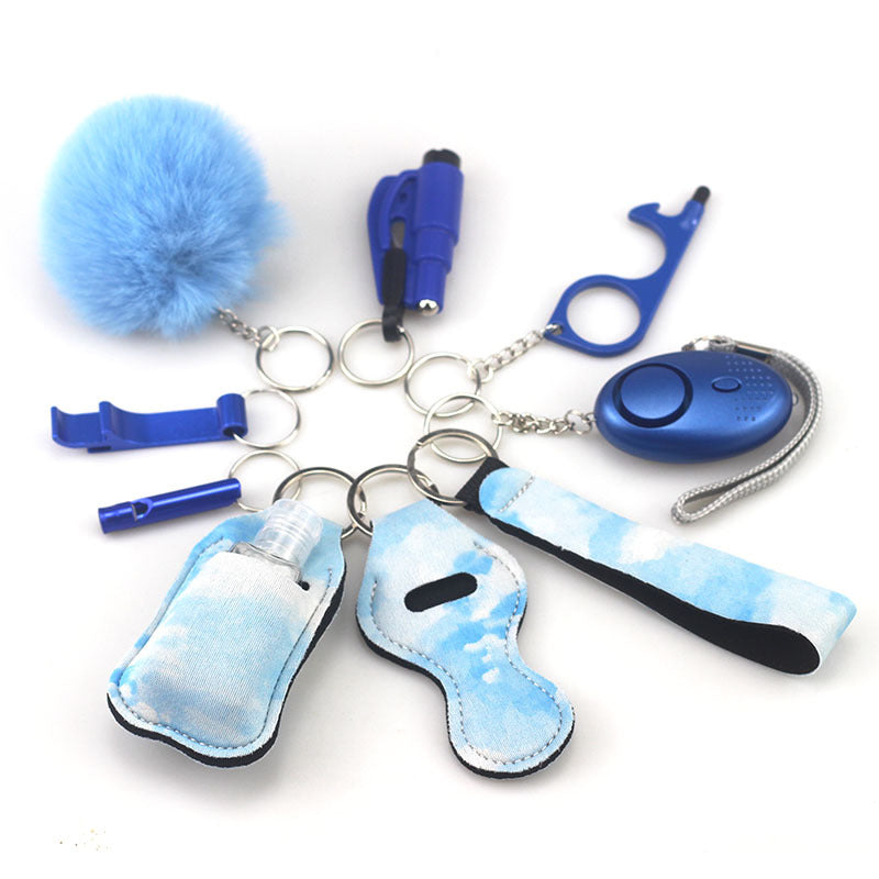 Outdoor Self Defense Alarm Whistle Pompom Keychain 10 Pack 18