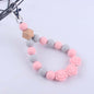 Rose Silicone Bead Wristlet Keychain with Wooden Accent Bead 6