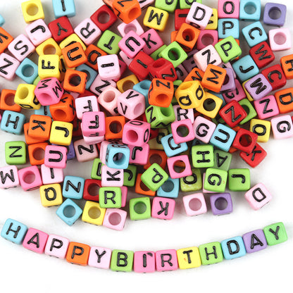 100pcs 6mm Square Acrylic Letters Beads Colorful DIY Accessories 3