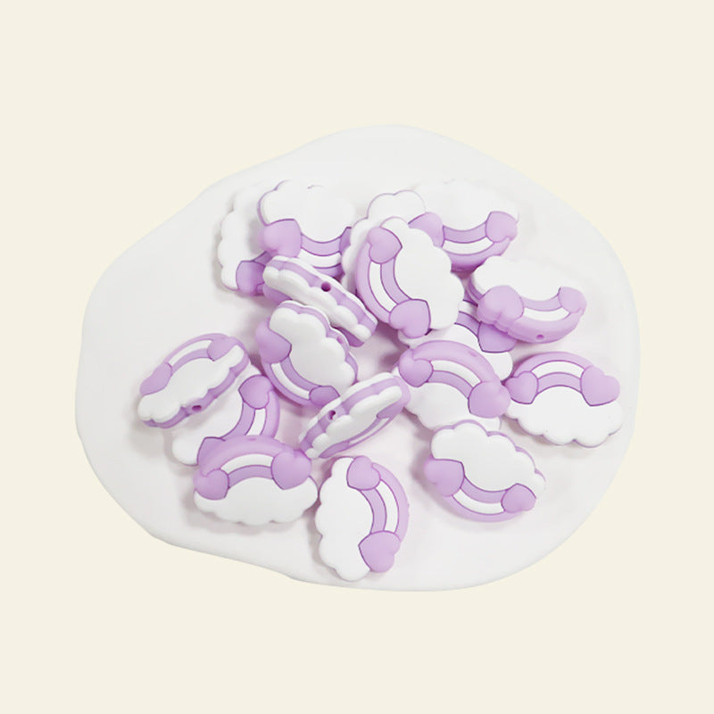 Silicone Focal Beads Cloud Rainbow Holding Heart Accents 13