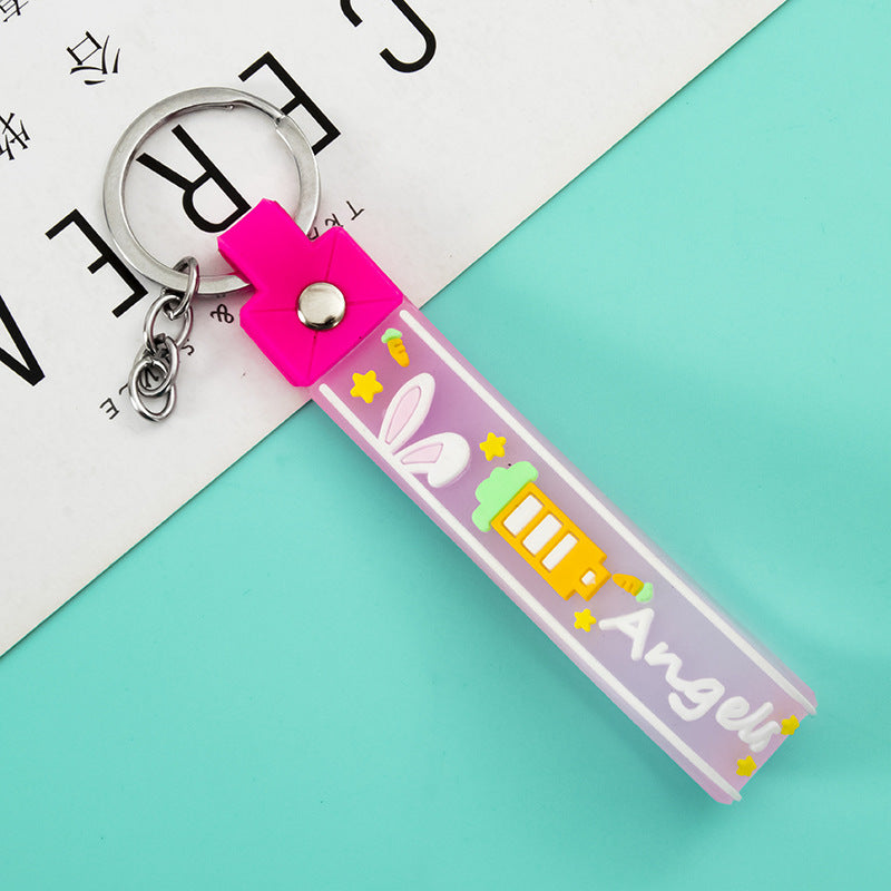 Rabbit Silicone Bead Wristlet Keychain 11x1.75cm Cute Design 9
