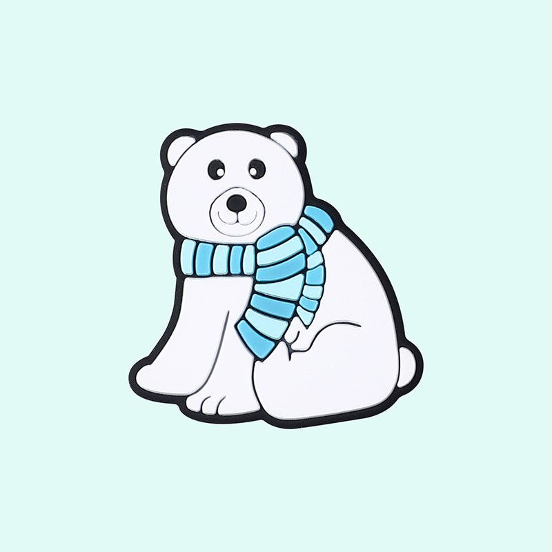 Silicone Focal Beads Snow Polar Bear Penguin Winter Snowman Design 6