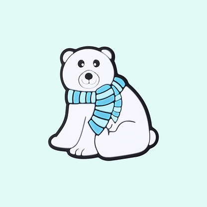 Silicone Focal Beads Snow Polar Bear Penguin Winter Snowman Design 6