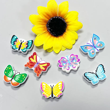 20Pcs Silicone Focal Beads Cartoon Animal Butterfly Flat Design 3