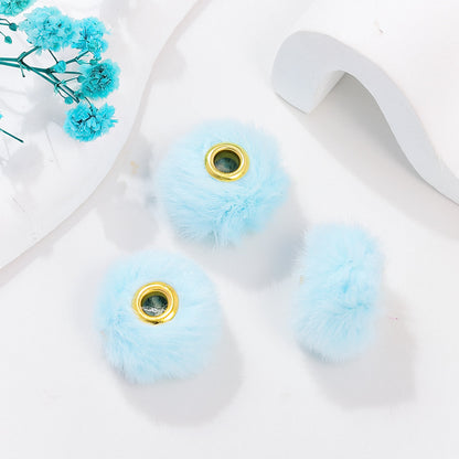 50pcs 20mm Fuzzy Abacus Large Hole Spacer Beads Imitation Rabbit Hair 7