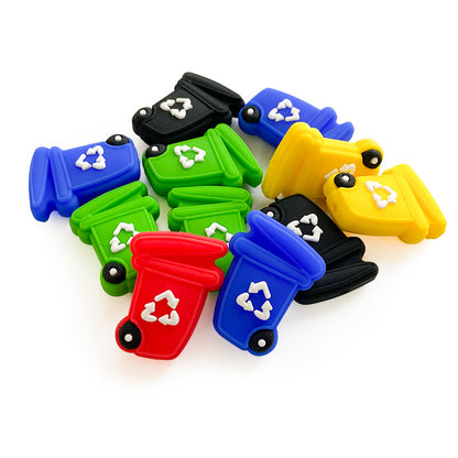 20pcs Silicone Focal Beads Garbage Bin with Lid Raised Recycling Symbol 3