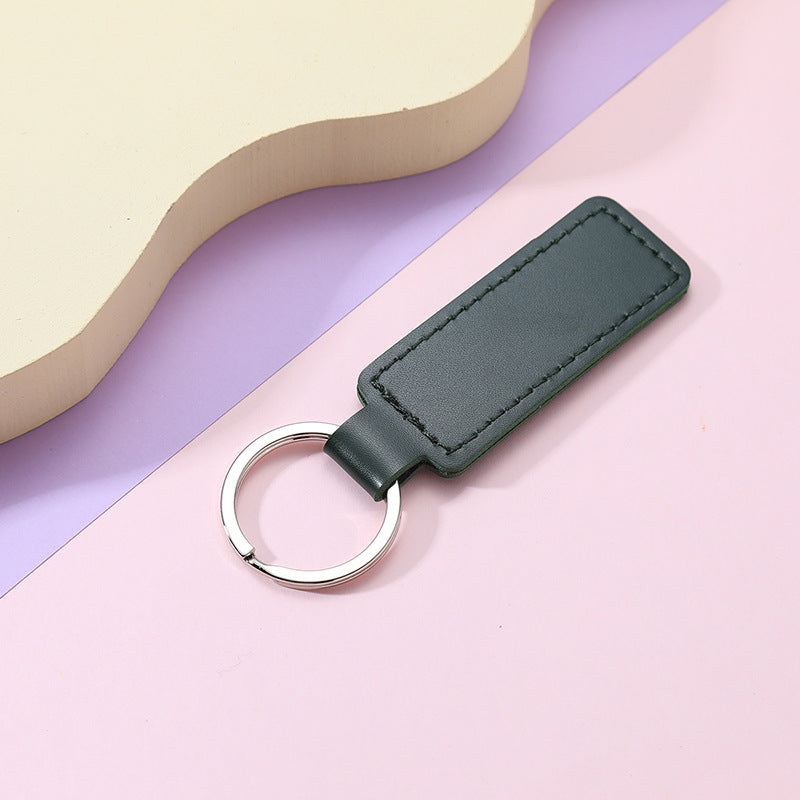 Creative PU Leather Keychain Rectangular Tag with Metal Ring 8