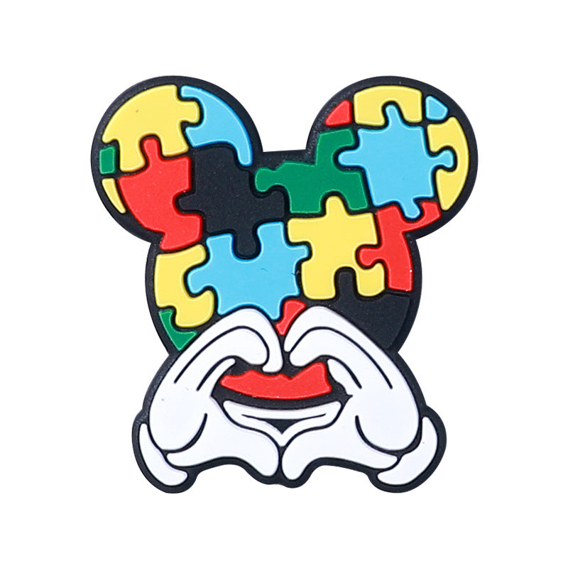 20Pcs Silicone Focal Beads Autism Puzzle Heart and Puzzle Mouse Design 7