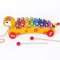 Wooden Puppy Caterpillar Trailer Kids Musical Instrument Toy 7