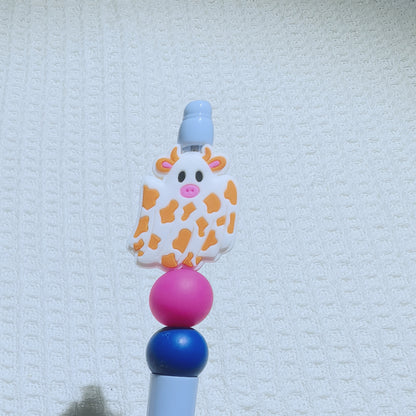 20Pcs Silicone Focal Beads Halloween Colored Cow Front Facing 7
