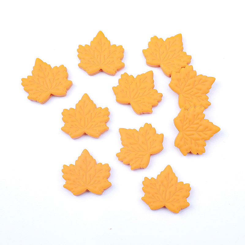 20Pcs Silicone Focal Beads Maple Leaf Detailed Vein Design 4