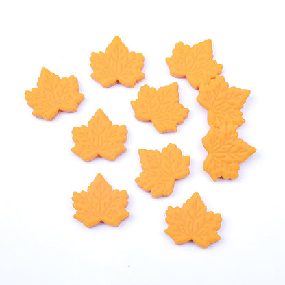20Pcs Silicone Focal Beads Maple Leaf Detailed Vein Design 4