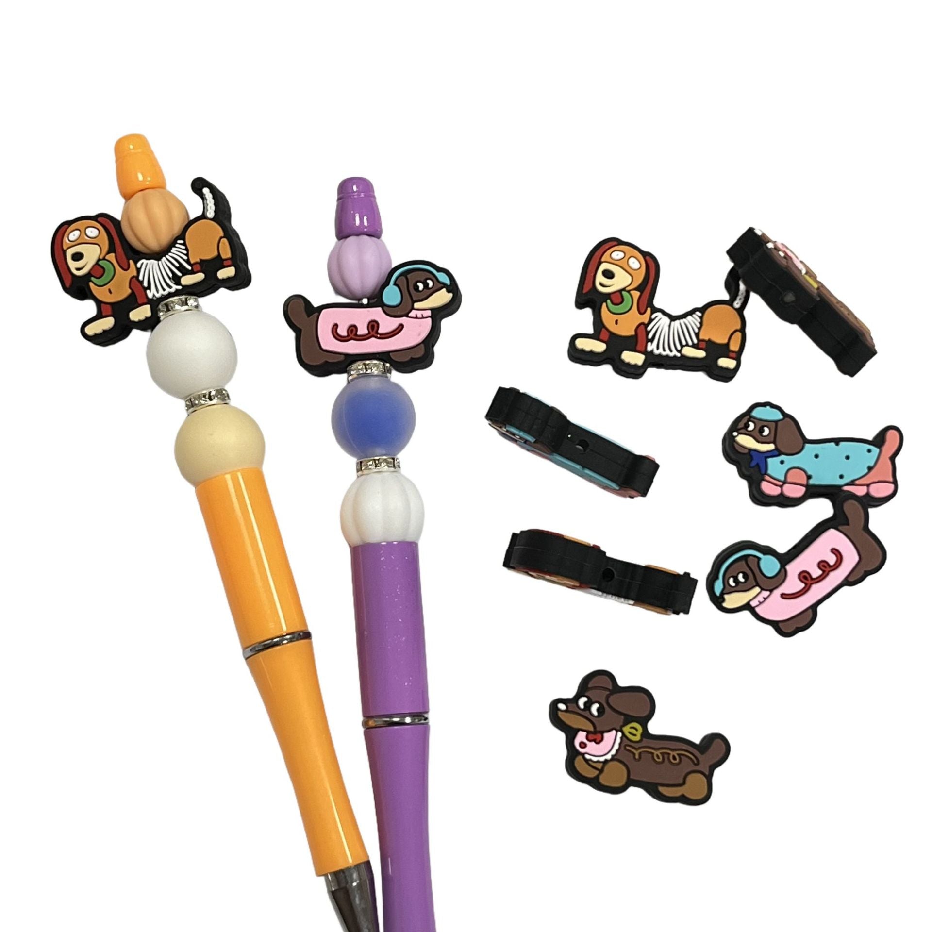 20Pcs Silicone Focal Beads Cartoon Animal Spring Dog Side Profile 3