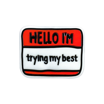 20Pcs Silicone Focal Beads Hello Im Trying My Best Printed Text 8