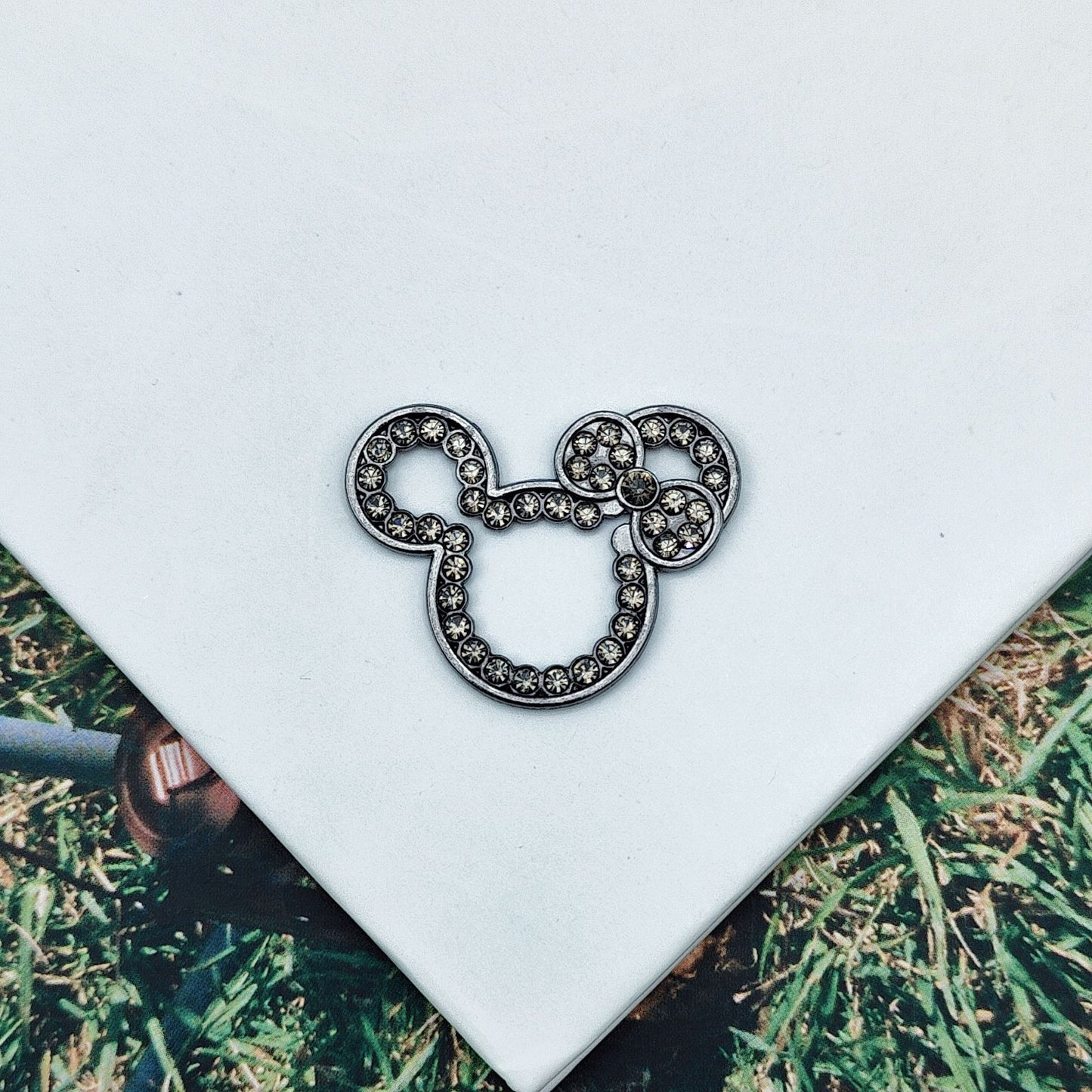 10Pcs 32x25mm Cute Hollow Rhinestone Mickey Head Alloy Beads 6