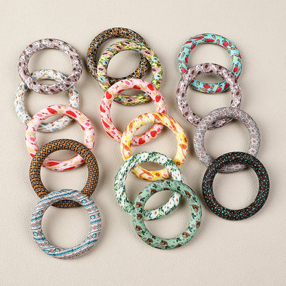 65mm Printed Silicone Beads Ring Shape Printed Design 5