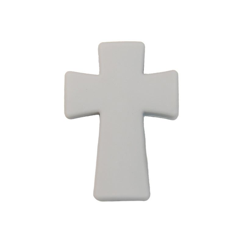 20pcs Silicone Focal Beads Printed Cross With Varied Color Patterns 31