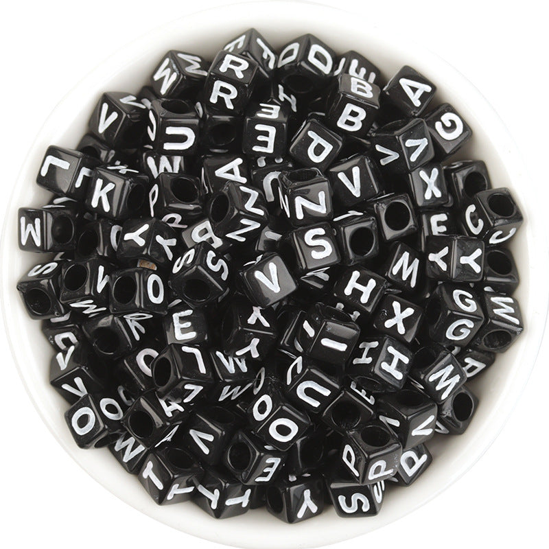 100pcs 6mm Square Acrylic Letters Beads Colorful DIY Accessories 9