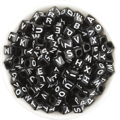 100pcs 6mm Square Acrylic Letters Beads Colorful DIY Accessories 9