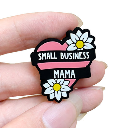 20Pcs Silicone Focal Beads Love Mom White Sunflower Design 5