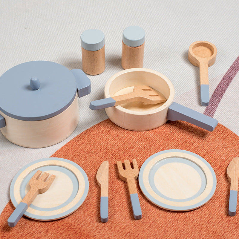Wooden Pretend Play Cooking Set Montessori Toys for Kids 3