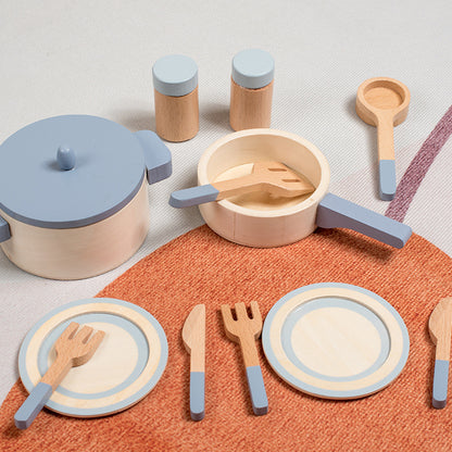 Wooden Pretend Play Cooking Set Montessori Toys for Kids 3