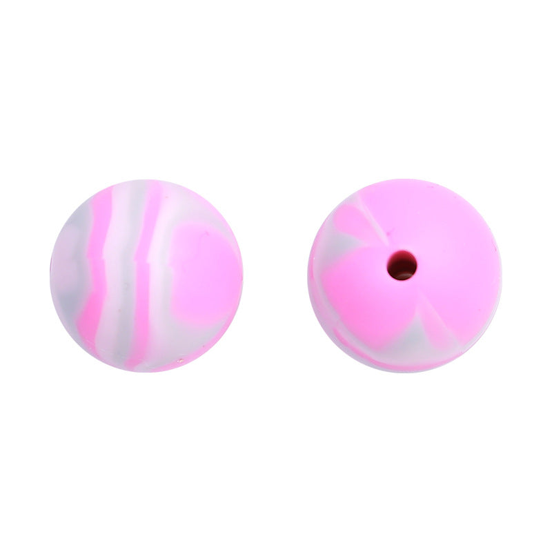 20pcs 15mm Candy Color Tie Dye Silicone Beads Multi Color 15