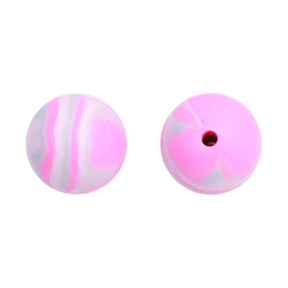 20pcs 15mm Candy Color Tie Dye Silicone Beads Multi Color 15