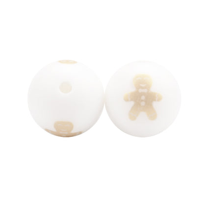 20pcs 15mm Christmas Silicone Beads Printed Design 6