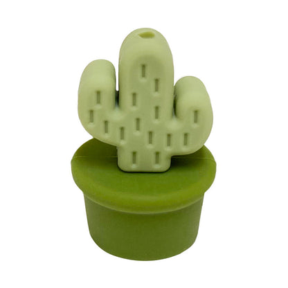 20Pcs Silicone 3D Focal Beads Flowerpot Cactus Fleshy with Colorful Pots 4