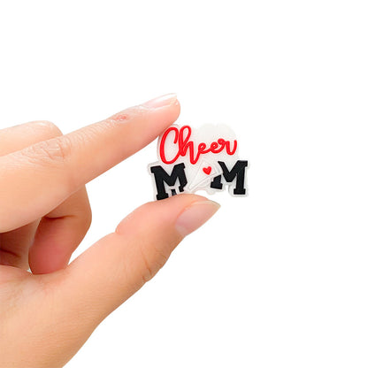 20pcs Silicone Focal Beads Letter Mom Cheer Megaphone Detail 2